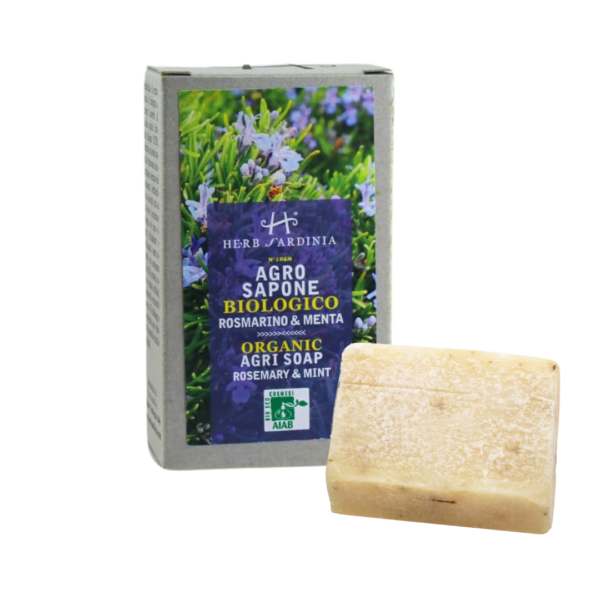 ORGANICZNE MYDŁO W KOSTCE Z ROZMARYNEM I MIĘTĄ, 100G